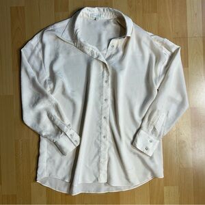 Favorite Daughter Oversized Ivory Floral Jacquard Satin Button-Down Shirt